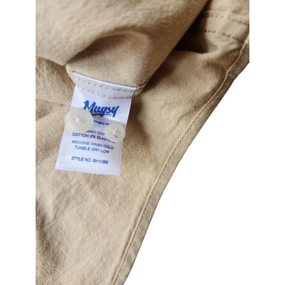 Mugsy Organic Cotton Preppy Oxford Shirt Mens Large Dakars Light Tan Button Down - Picture 3 of 9